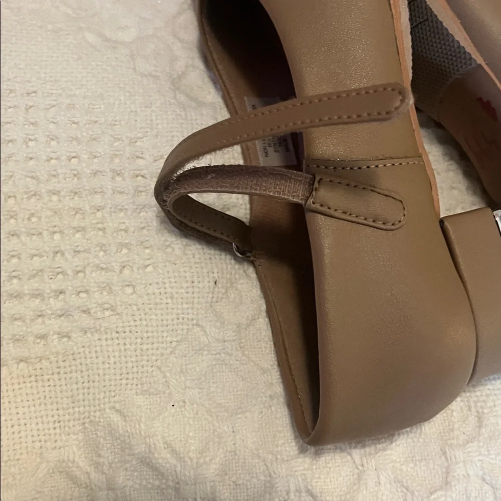 Classic Tan Kids Maryjane Hook & Loop Strap Vegan Leather Dance Tap Shoes